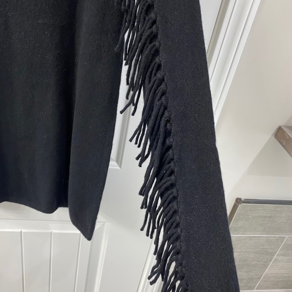 Premise Black 100% Cashmere Sweater With Fringe Sleeves Size Small and Medium - Picture 3 of 13